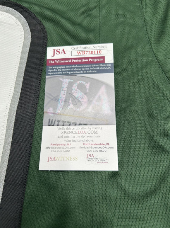 Quinyon Mitchell Signed Custom (Dark Green) Jersey (JSA)