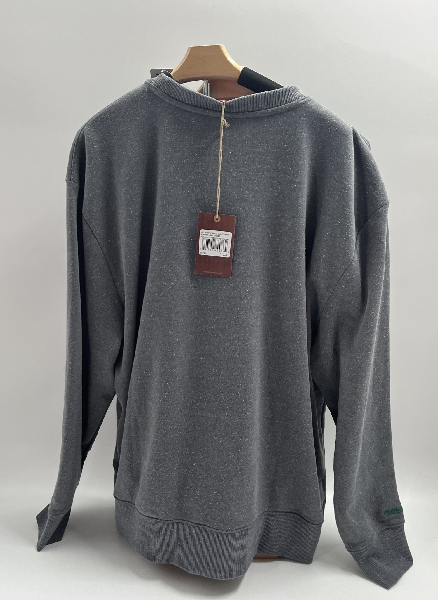 M&amp;N Gray Eagles NFL Snow Washed Fleece Crew Vintage (white) Logo