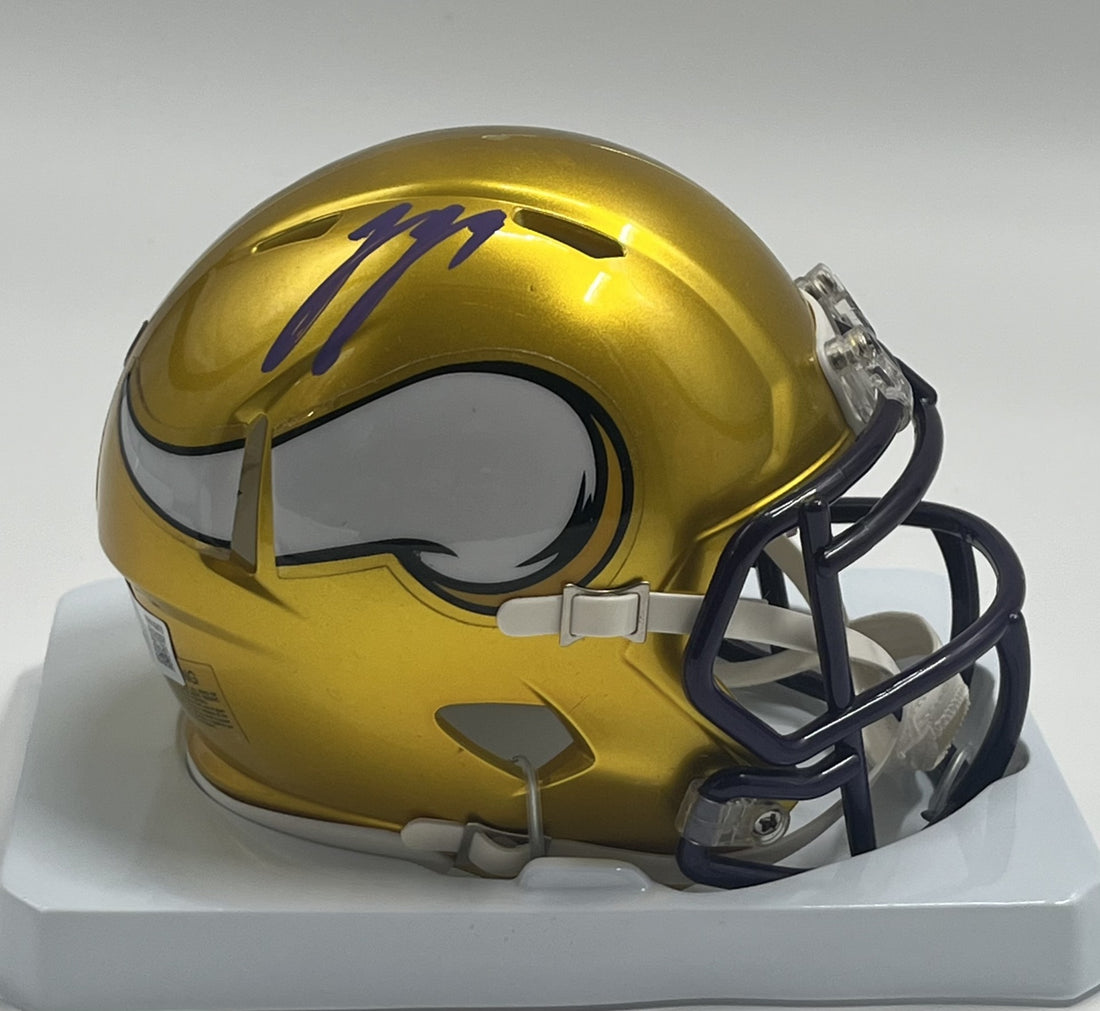 J. J. McCarthy Signed Vikings Flash Alternate Speed Mini Helmet (Beckett)