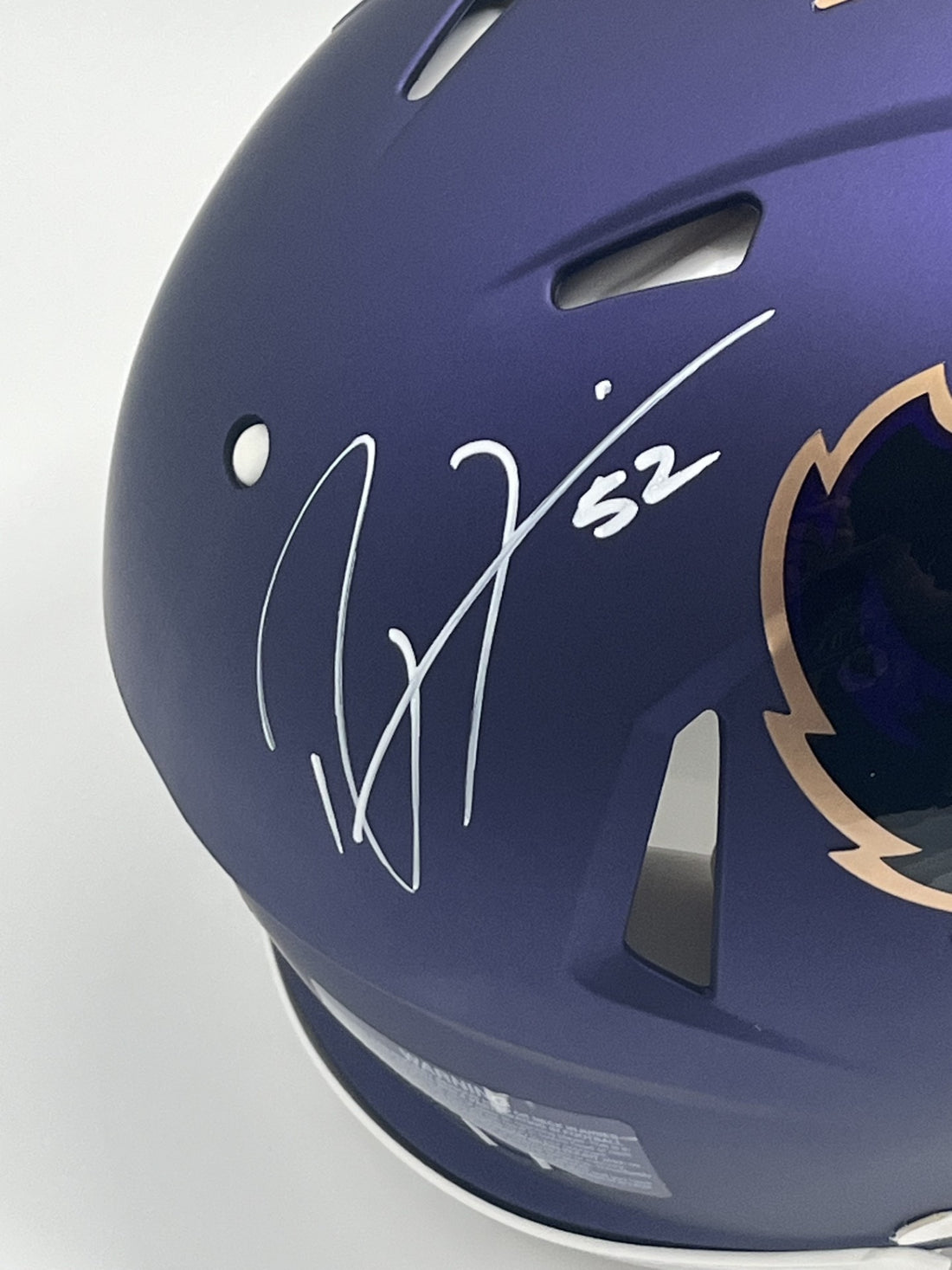 Ray Lewis Signed Ravens Full-Size Authentic On-Field Alternate Speed Helmet (Beckett)